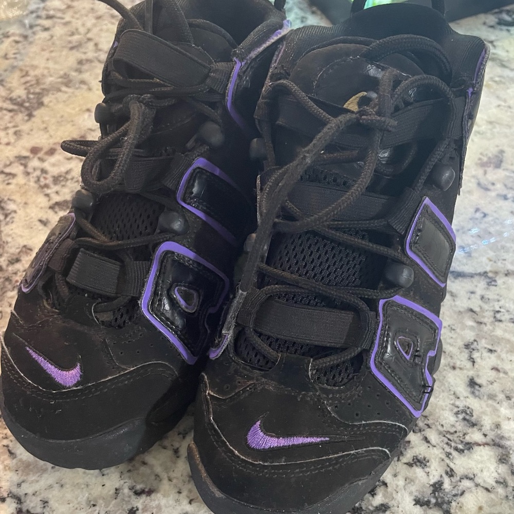 Nike Black and Purple High-Top Sneakers with Mesh Fabric